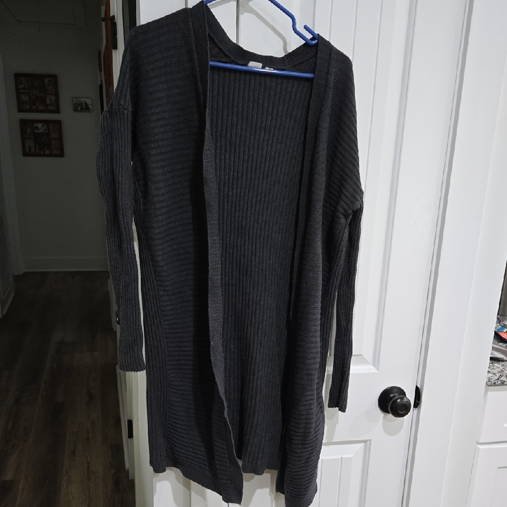 GAP Charcoal Ribbed Open Cardigan Medium Tall